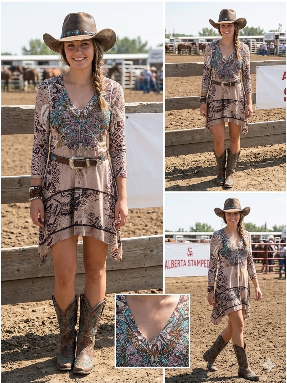 S-Twelve Rhinestone Embellished Western Tunic Boho Festival Top or Mini Size S